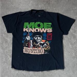 90s Vintage Three Stooges Hunting Black T Shirt Size XL